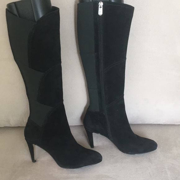New Adrienne Vitadini suede & stretch black boot - Picture 2 of 9